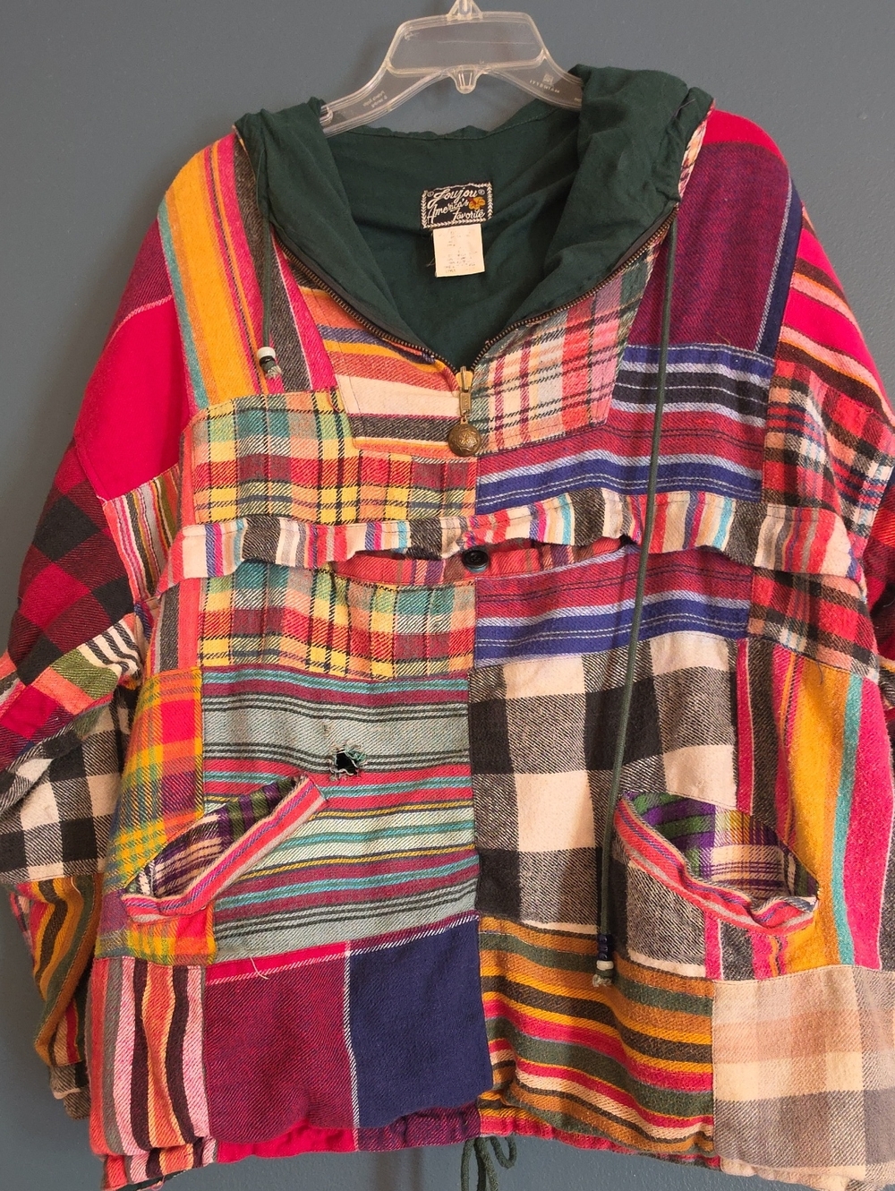 Boho Multi-Color Patchwork Hooded Jacket